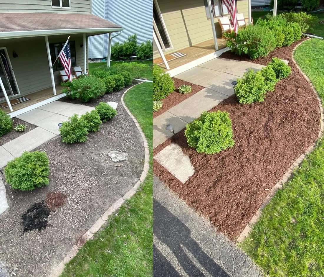 Before and after mulch installation